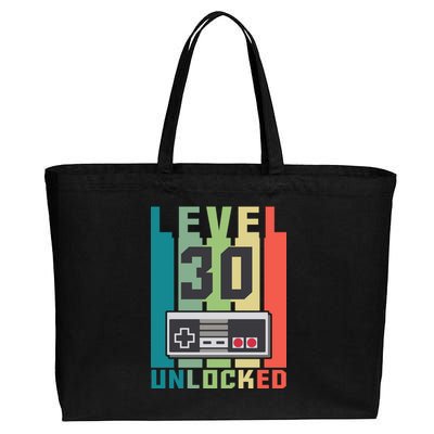 Level 30 Unlocked Funny Retro Gamer Birthday Cotton Canvas Jumbo Tote