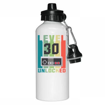 Level 30 Unlocked Funny Retro Gamer Birthday Aluminum Water Bottle