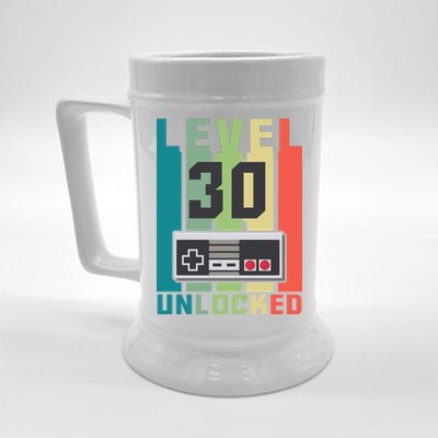 Level 30 Unlocked Funny Retro Gamer Birthday Beer Stein