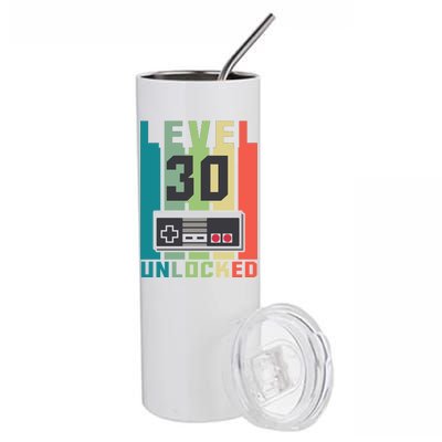 Level 30 Unlocked Funny Retro Gamer Birthday Stainless Steel Tumbler