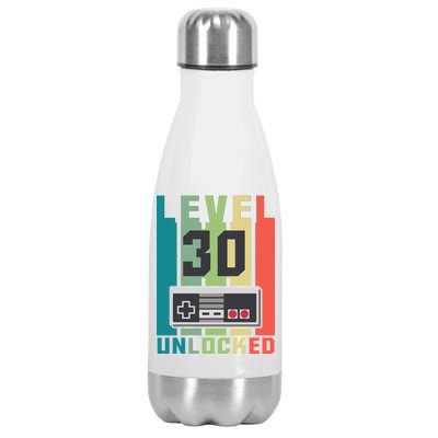 Level 30 Unlocked Funny Retro Gamer Birthday Stainless Steel Insulated Water Bottle