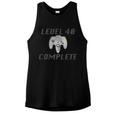 Level 40 Complete 40th Birthday Ladies PosiCharge Tri-Blend Wicking Tank