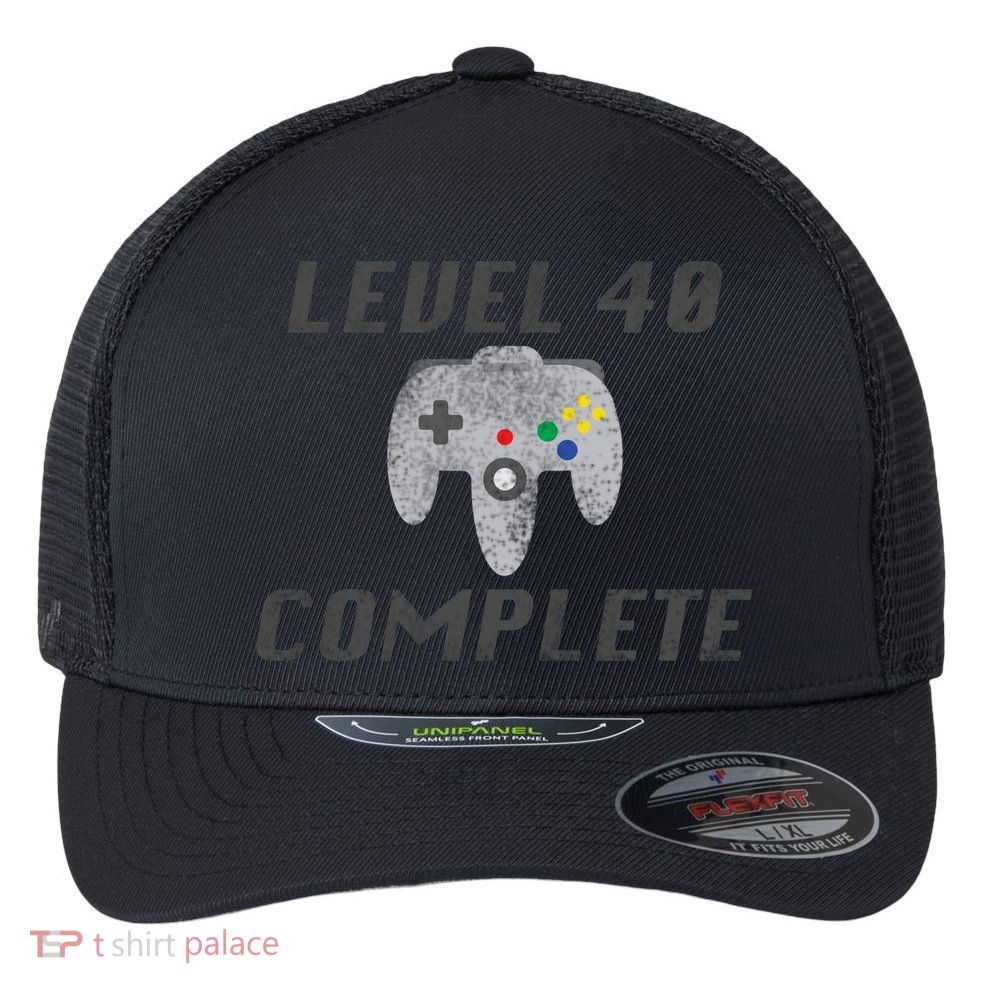 Level 40 Complete 40th Birthday Flexfit Unipanel Trucker Cap