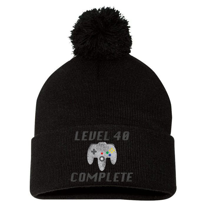 Level 40 Complete 40th Birthday Pom Pom 12in Knit Beanie