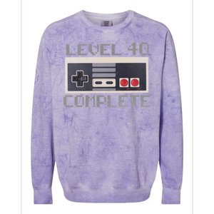 Level 40 Complete Retro Gamer 40th Birthday Colorblast Crewneck Sweatshirt