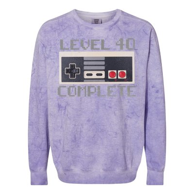 Level 40 Complete Retro Gamer 40th Birthday Colorblast Crewneck Sweatshirt