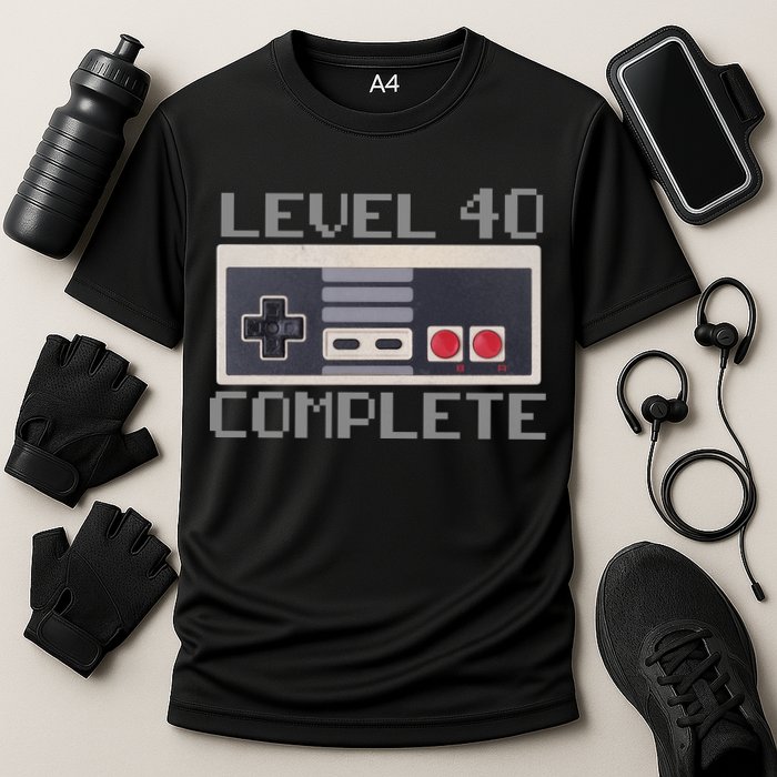 Level 40 Complete Retro Gamer 40th Birthday Cooling Performance Crew T-Shirt