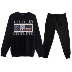 Level 40 Complete Retro Gamer 40th Birthday Premium Crewneck Sweatsuit Set