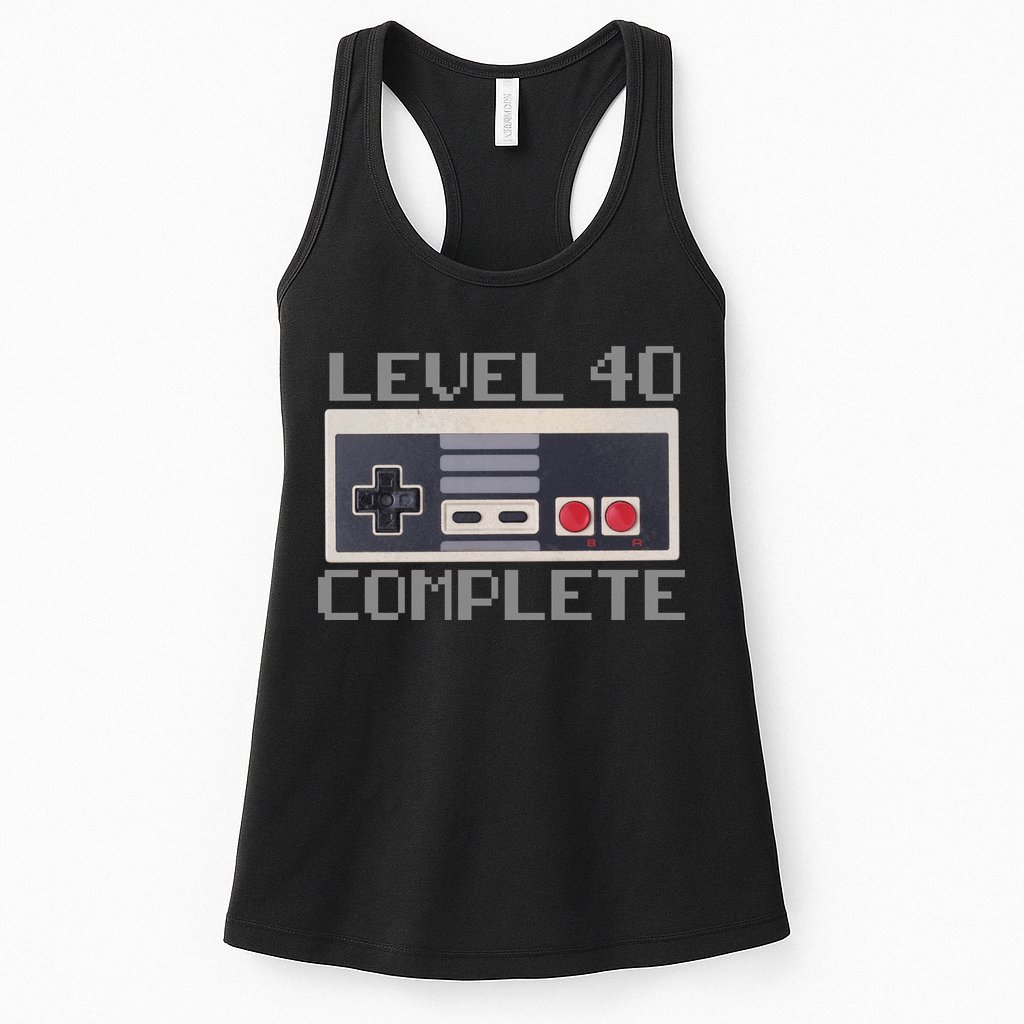 Level 40 Complete Retro Gamer 40th Birthday Womens Tank Top