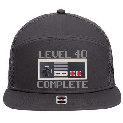 Level 40 Complete Retro Gamer 40th Birthday 7 Panel Mesh Trucker Snapback Hat
