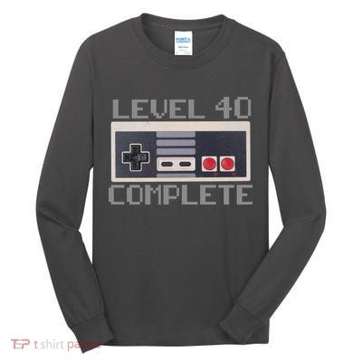 Level 40 Complete Retro Gamer 40th Birthday Tall Long Sleeve T-Shirt