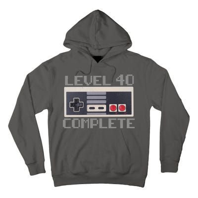 Level 40 Complete Retro Gamer 40th Birthday Tall Hoodie