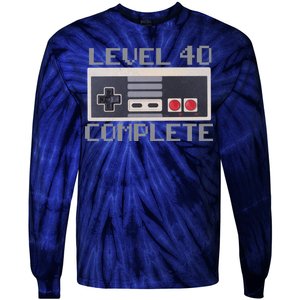 Level 40 Complete Retro Gamer 40th Birthday Tie-Dye Long Sleeve Shirt