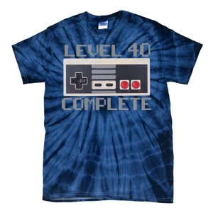 Level 40 Complete Retro Gamer 40th Birthday Tie-Dye T-Shirt