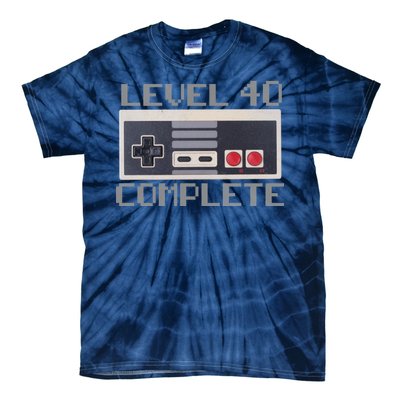 Level 40 Complete Retro Gamer 40th Birthday Tie-Dye T-Shirt