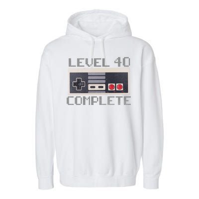 Level 40 Complete Retro Gamer 40th Birthday Garment-Dyed Fleece Hoodie