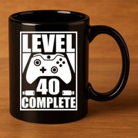 Level 40 Complete Video Gamer 40th Birthday 11oz C Handle Ceramic Mug