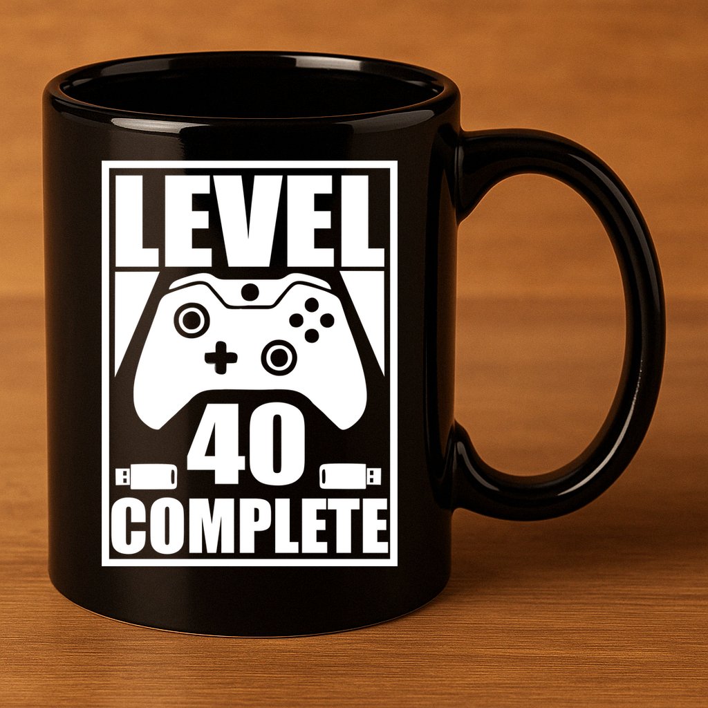 Level 40 Complete Video Gamer 40th Birthday 11oz C Handle Ceramic Mug
