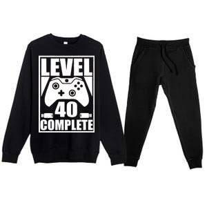 Level 40 Complete Video Gamer 40th Birthday Premium Crewneck Sweatsuit Set