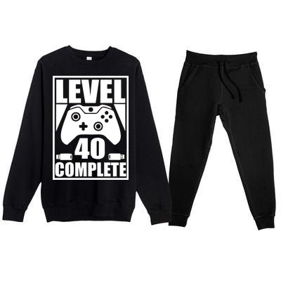 Level 40 Complete Video Gamer 40th Birthday Premium Crewneck Sweatsuit Set