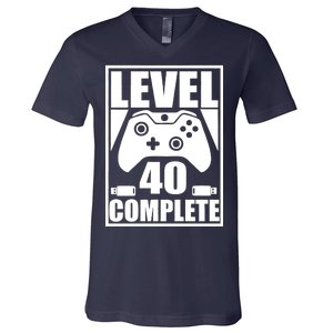 Level 40 Complete Video Gamer 40th Birthday V-Neck T-Shirt