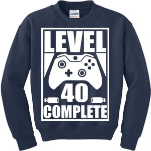 Level 40 Complete Video Gamer 40th Birthday Kids Sweatshirt