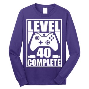 Level 40 Complete Video Gamer 40th Birthday Long Sleeve Shirt