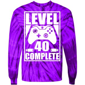 Level 40 Complete Video Gamer 40th Birthday Tie-Dye Long Sleeve Shirt