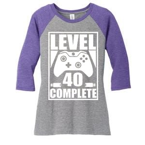 Level 40 Complete Video Gamer 40th Birthday Women's Tri-Blend 3/4-Sleeve Raglan Shirt