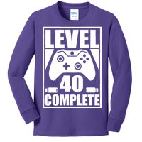 Level 40 Complete Video Gamer 40th Birthday Kids Long Sleeve Shirt