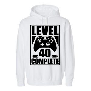 Level 40 Complete Video Gamer 40th Birthday Garment-Dyed Fleece Hoodie