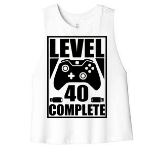 Level 40 Complete Video Gamer 40th Birthday Women's Racerback Cropped Tank