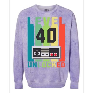 Level 40 Unlocked Funny Retro Gamer Birthday Colorblast Crewneck Sweatshirt