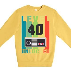 Level 40 Unlocked Funny Retro Gamer Birthday Premium Crewneck Sweatshirt