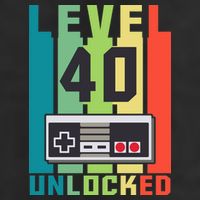 Level 40 Unlocked Funny Retro Gamer Birthday 7 Panel Mesh Trucker Snapback Hat