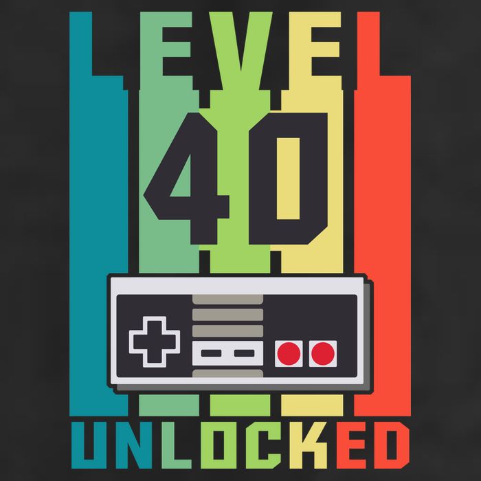 Level 40 Unlocked Funny Retro Gamer Birthday 7 Panel Mesh Trucker Snapback Hat