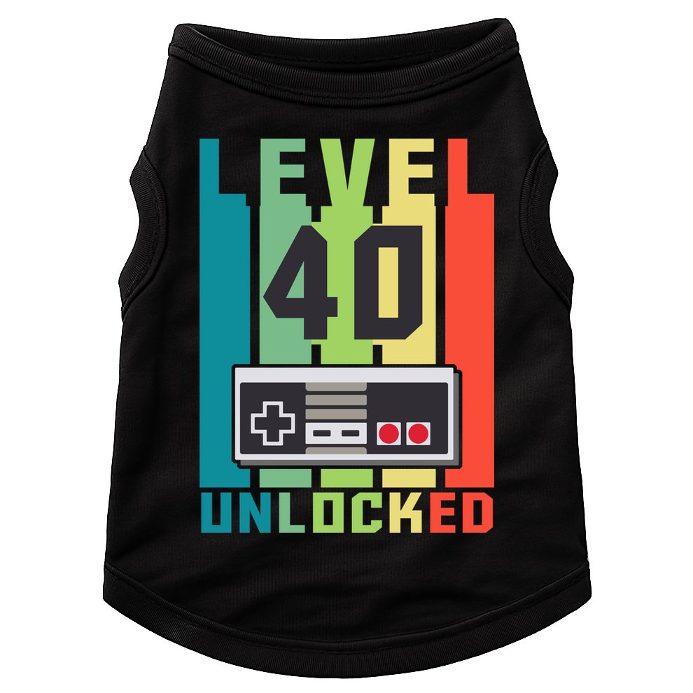Level 40 Unlocked Funny Retro Gamer Birthday Doggie Tank