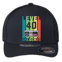 Level 40 Unlocked Funny Retro Gamer Birthday Flexfit Unipanel Trucker Cap