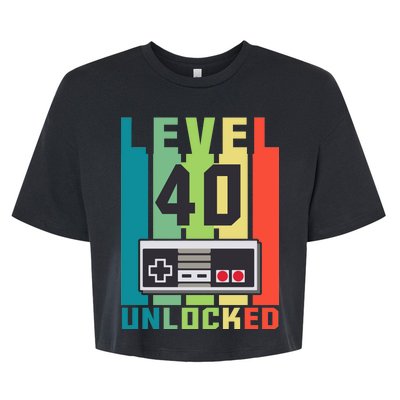 Level 40 Unlocked Funny Retro Gamer Birthday Bella+Canvas Jersey Crop Tee