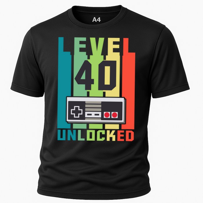 Level 40 Unlocked Funny Retro Gamer Birthday Cooling Performance Crew T-Shirt