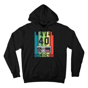 Level 40 Unlocked Funny Retro Gamer Birthday Hoodie