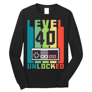 Level 40 Unlocked Funny Retro Gamer Birthday Long Sleeve Shirt