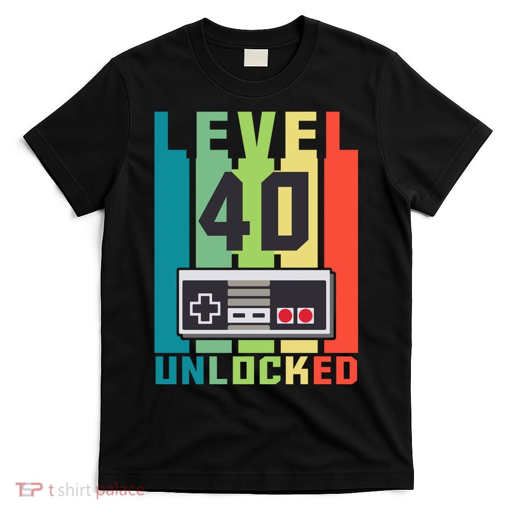 Level 40 Unlocked Funny Retro Gamer Birthday T-Shirt