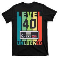 Level 40 Unlocked Funny Retro Gamer Birthday T-Shirt