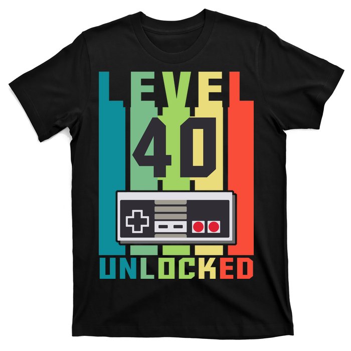 Level 40 Unlocked Funny Retro Gamer Birthday T-Shirt