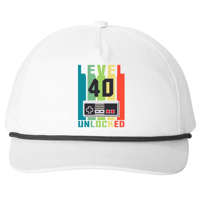 Level 40 Unlocked Funny Retro Gamer Birthday Snapback Five-Panel Rope Hat