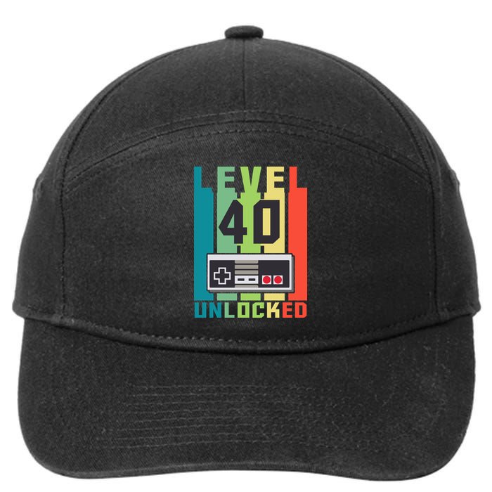 Level 40 Unlocked Funny Retro Gamer Birthday 7-Panel Snapback Hat