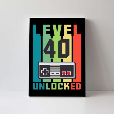 Level 40 Unlocked Funny Retro Gamer Birthday Canvas