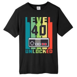 Level 40 Unlocked Funny Retro Gamer Birthday Tall Fusion ChromaSoft Performance T-Shirt