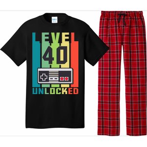 Level 40 Unlocked Funny Retro Gamer Birthday Pajama Set